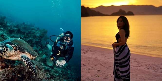 Potret Naysilla Mirdad di Labuan Bajo, Asik Nikmati Sunset hingga Diving Dekati Penyu