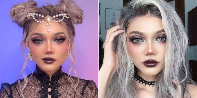 10 Potret Rina Nose Kenakan Makeup Bertema Gothic, Penampilannya Berubah Drastis!