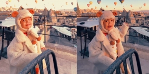 Outfit-nya Lucu Banget Kayak Teddy Bear, Ini Potret Gala saat Nikmati View Indah Balon Udara di Turki
