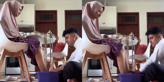 Gak Mau Disebut Anak Durhaka, Syakir Daulay Cuci Kaki Ibu Jelang Ramadhan