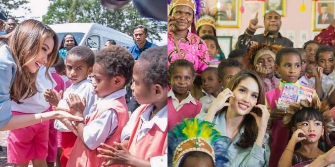 7 Potret Cinta Laura di Wamena Papua, Berbaur dan Berbagi Kebahagiaan dengan Anak-anak Lokal