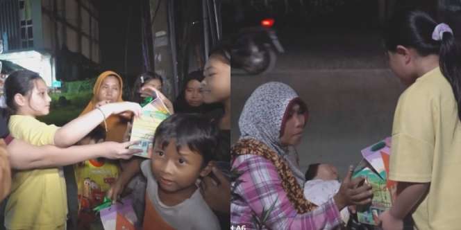 7 Foto Arsy Hermansyah Bagi-bagi Hampers di Jalan Jelang Lebaran, Kecil-kecil Sudah jadi Panutan