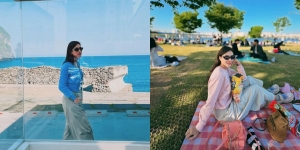 Gaya Syahnaz Sadiqah saat Liburan di Korea Selatan, Bak Gadis Lagi Piknik di Sungai Han