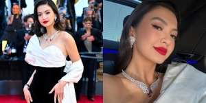 8 Foto Tampilan Kedua Raline Shah di Festival Film Cannes 2024, Pakai Kalung Rubi 'Darah Merpati'