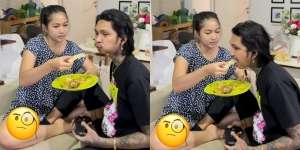 Foto Momen Young Lex Makan Disuapin Istri Sambil Main PS, Manja Banget Berasa Anak Sulung