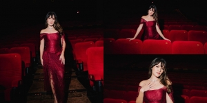 Potret Cantik Raisa Kenakan Dress Merah di Press Conference Film Harta Tahta Raisa
