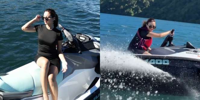 10 Potret Glenca Chysara Main Jetski di Danau Toba, Pamer Kemampuan yang Bikin Geleng-Geleng Kepala!