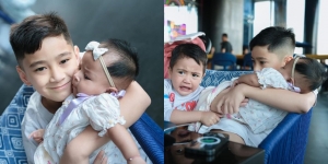 Foto Rafathar dan Rayyanza Rebutan Gendong Baby Lily, Kompak Asuh Adik saat Berlibur ke Bandung