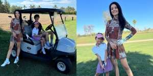 7 Foto Farah Quinn Ajak Dua Anaknya Main Golf Di Amerika, Tetap Asik Panas-panasan di Suhu 45 Derajat