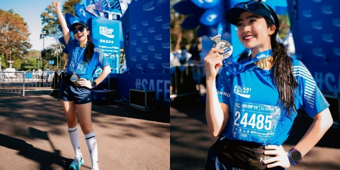 Sempet Kesel Gegara Kebelet, Ini Foto Gaya Febby Rastanty saat Ikut Marathon di Bandung