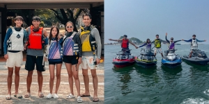 10 Foto Keluarga Darius dan Donna Liburan di Pulau Bidadari, Seru Main Jetski Berlima!