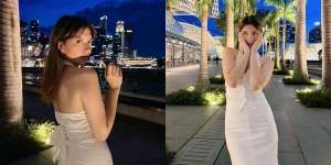 7 Foto Cassandra Lee Berpose di Marina Bay Singapore, Sangat Anggun dengan Dress Full White