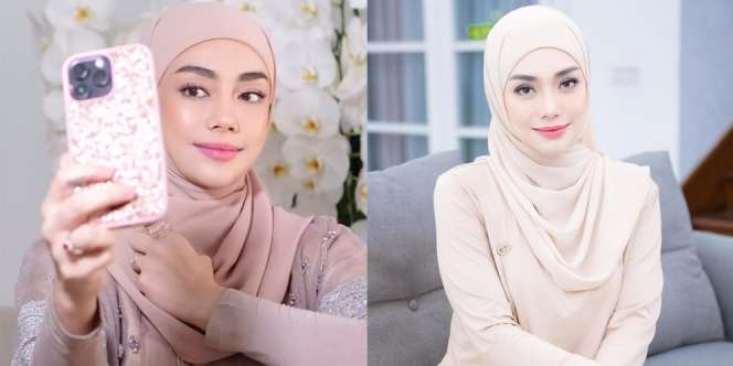 8 Foto Celine Evangelista Tampil Anggun dalam Balutan Hijab, Bikin Salfok karena Pakai Tasbih Digital