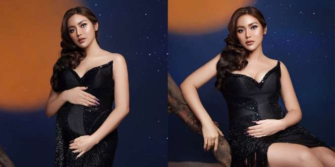 7 Foto Maternity Jessica Iskandar, Tampak Gorgeous Kenakan Gaun Hitam Tanpa Lengan