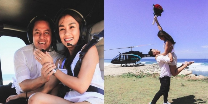 Sweet Banget, Melanie Putria Dilamar Kekasihnya di Atas Langit Bali dengan Helikopter!