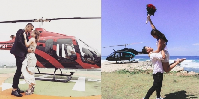 Sweet Abis, Deretan Selebriti Ini Dilamar Kekasihnya dengan Helikopter di Atas Awan!