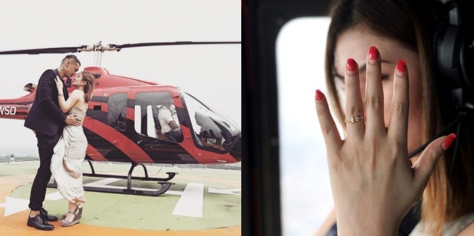 Sweet Abis, Deretan Selebriti Ini Dilamar Kekasihnya dengan Helikopter di Atas Awan!
