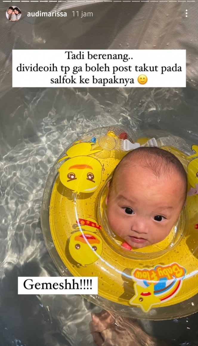 Potret Baby Anzel Anak Audi Marissa saat Pertama Kali Berenang, Gemes Banget!