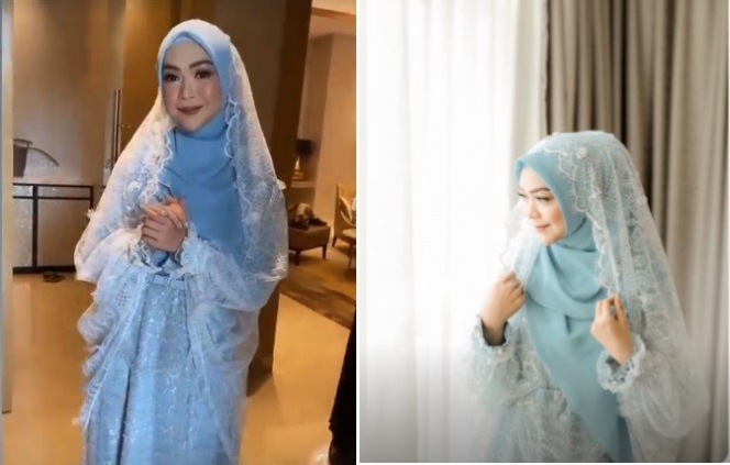 7 Potret Pengajian Ria Ricis Jelang Pernikahan, Bikin Pangling Pakai Gaun Serba Baby Blue