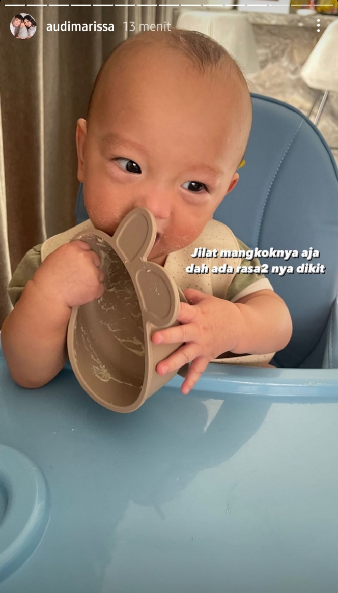 Potret Gemas Baby Anzel Anak Audi Marissa, Dari Kaget Sarapan Habis sampai Ngotot Jilat Mangkok!