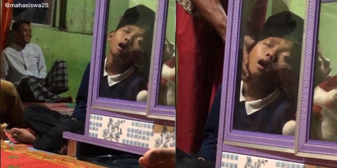 Potret Bocah Tertidur Pulas saat Ikut Tahlilan Tetangga, Netizen: Pasti Capek Banget