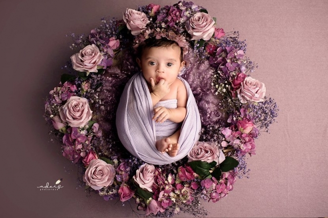 Potret Terbaru Baby Guzelim Anak Ali Syakieb dan Margin Wieheerm, Tidur di Ranjang Bunga Serba Ungu