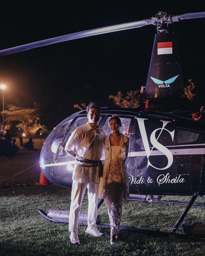 10 Potret Ngunduh Mantu Vidi Aldiano dan Sheila Dara, Heboh Naik Helikopter Sampai ke Kebun Buah Naga