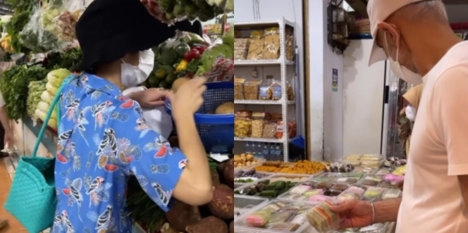 7 Potret Bunga Zainal Ajak Suaminya yang Tajir Melintir Belanja ke Pasar, Sampai Gak Mau Pulang!