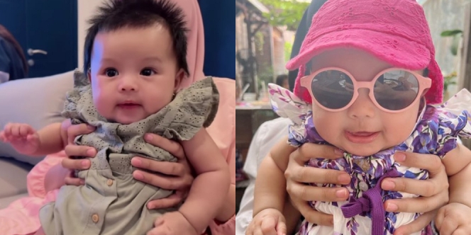 10 Potret Baby Ameena Pertama Kali Liburan di Bali, Main ke Pantai Pakai Topi dan Kacamata Hitam yang Gemesin!