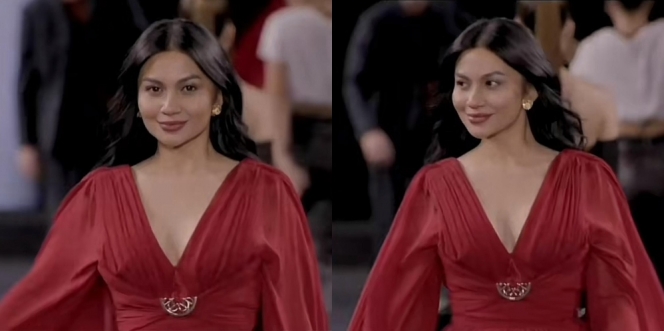 Stunning Abis, Ini 11 Potret Ariel Tatum di Paris Fashion Week Pakai Long Dress Merah Terbelah