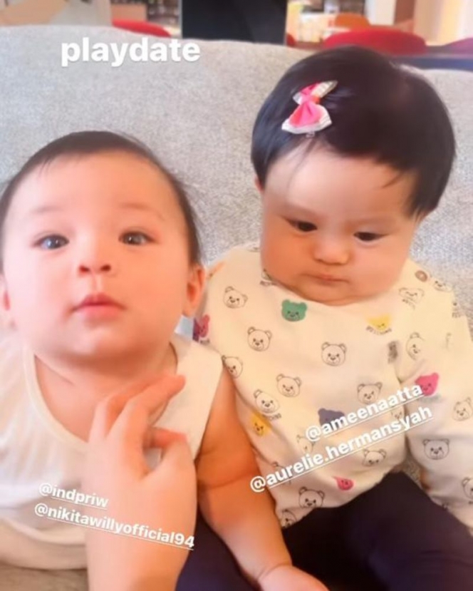 Potret Baby Izz Anak Nikita Willy dan Baby Ameena Playdate, Bikin Netizen Gemes Banget