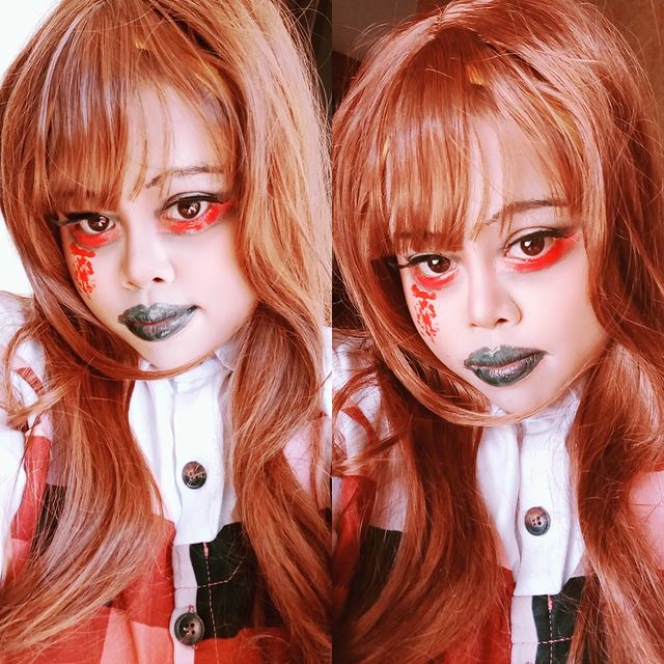 10 Potret Kekeyi Pakai Makeup Nakutin Mantan untuk Rayakan Halloween, Netizen Ikut Ngeri!