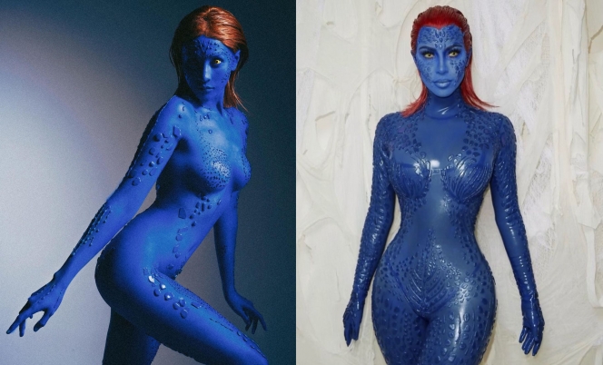 Sama-sama Jadi Mystique di Halloween Kemarin, ini Adu Gaya Anya Geraldine dan Kim Kardashian yang Serba Siru