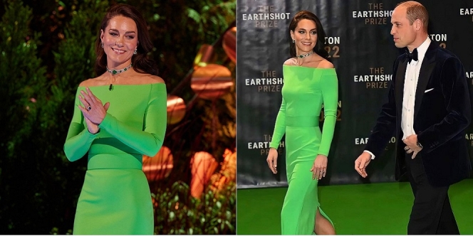 Deretan Potret Kate Middleton Pakai Gaun Sewaan Mencolok Warna Hijau Neon, Auranya Tetap Glamor dan Berkelas Banget!