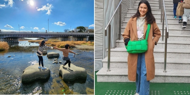Potret Liburan Dian Sastrowardoyo dan Keluarga ke Jepang, Asyik Ajak Anak Main di Sungai