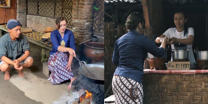 Deretan Pesona Nafa Urbach Blusukan dengan Kebaya Warna Biru, Kecantikannya Tunjukkan Wanita Pusaka Tanah Jawa