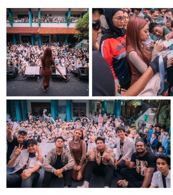 Deretan Potret Naura Ayu Manggung di SMP Pakai Baju Kulit, Penampilannya Bak Bule Cantik