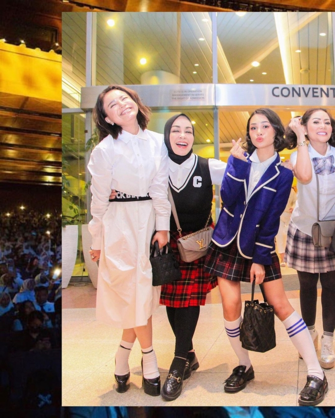Tak Kalah Imut dengan Anak ABG, Penampilan Andien dan Yuni Shara Nonton Konser Pakai Seragam Sekolah Curi Perhatian Netizen