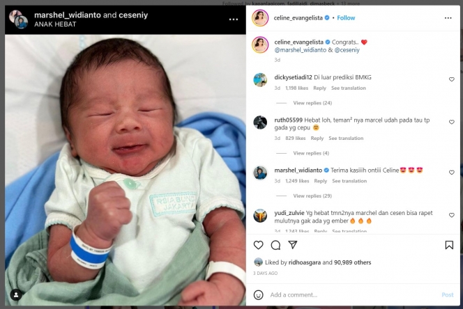 Potret Celine Evangelista Tanggapi Kelahiran Archie Anak Marshel Widianto, Padahal Dulu Sempat Mau Nikah Sampai Unggah Foto Background Biru