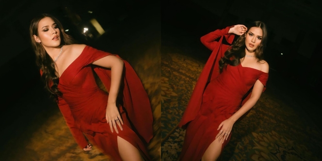 Potret Raisa yang Memesona Berbalut Gaun Merah, Netizen Sebut Bak Bidadari Surga