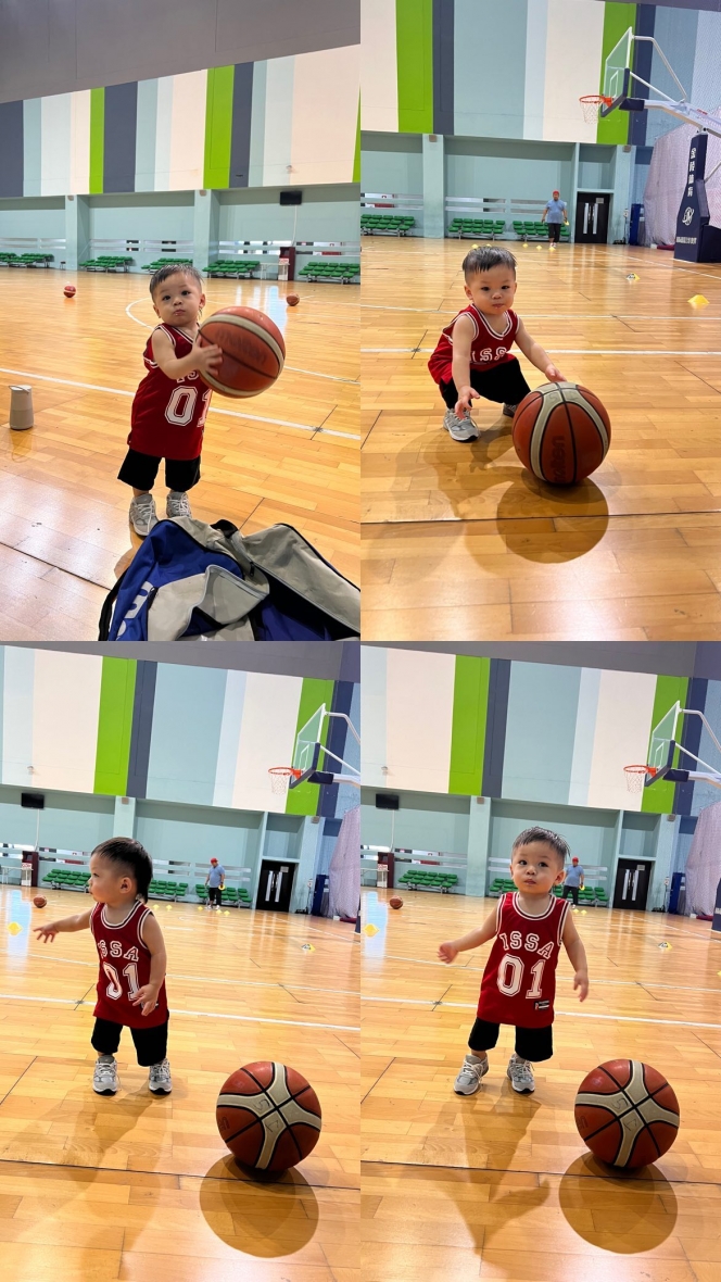 10 Potret Baby Issa Anak Nikita Willy saat Main Basket dengan Sang Papa, Tingkahnya Gemes Abis!