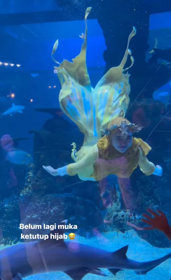 11 Potret Ria Ricis Cosplay Jadi Mermaid di Jakarta Aquarium, Ngaku Pengan Hidup di Laut Jadi Putri Duyung