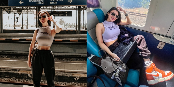 Deretan Potret Wika Salim saat Naik Kereta Api Kenakan Crop Top