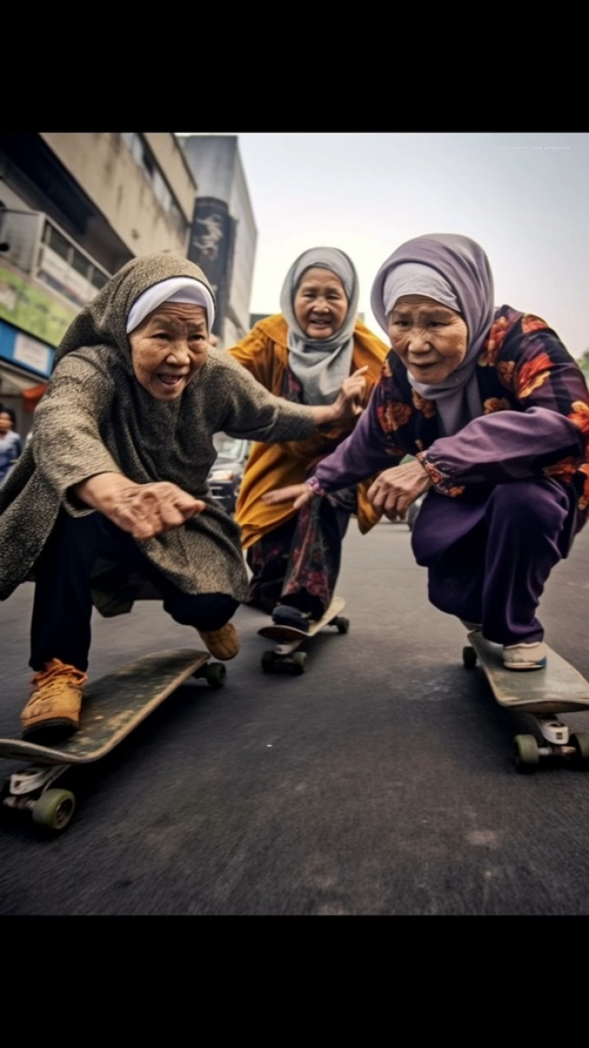 14 Potret Ketika Nenek-Nenek Main Skateboard, Auto Lincah dan Jadi Kece Abis!