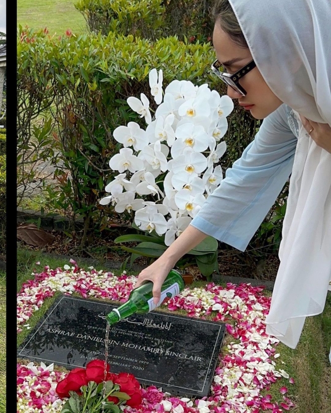 Deretan Potret Bunga Citra Lestari Rayakan Idul Adha di Makam Ashraf Sinclair, Tampil Cantik Bareng Noah