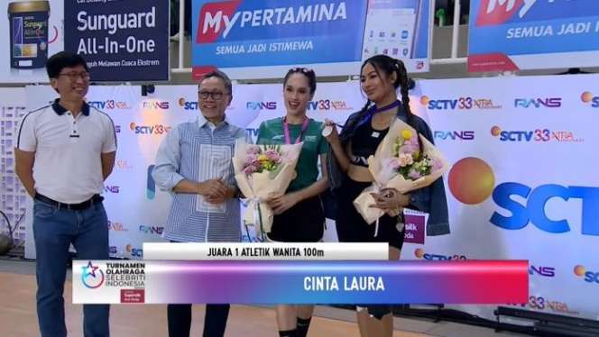 Potret Cinta Laura Menang Lomba Lari 100 Meter, Kalahkan Artis dan Lawan Lainnya