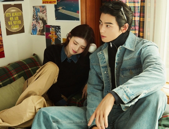 Vibesnya Kayak Campus Couple, Han So Hee dan Cha Eun Woo Adu Visual di Pemotretan bersama Giordano