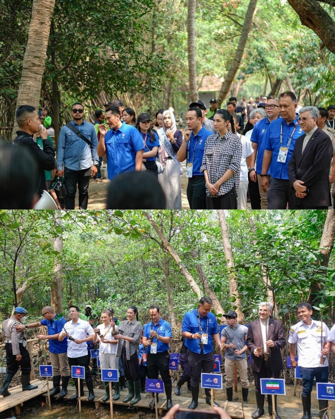 Potret Mikha Tambayong Hadiri Program Tanam Mangrove Bersama Kemenpora - Tampil Simple dengan Rambut Dikepang!
