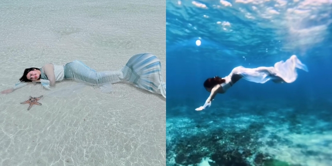 Bak Duyung Terdampar, Ini Potret Felicya Angelista Cosplay Mermaid di Pink Beach Labuan Bajo