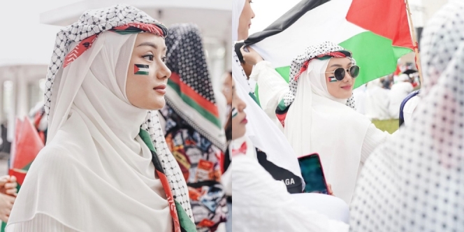Aksi Bela Palestina Dibilang Cuma Konten, Ini Potret Dinda Hauw di Monas yang Cantiknya Curi Perhatian